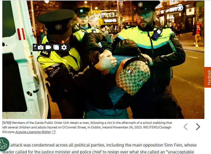 Garda Public Order Unit Detain Man Following Riot In Dublin, Ireland November 24. 2023 Garda Public Order Unit Detain Man Following Riot In Dublin, Ireland November 24. 2023