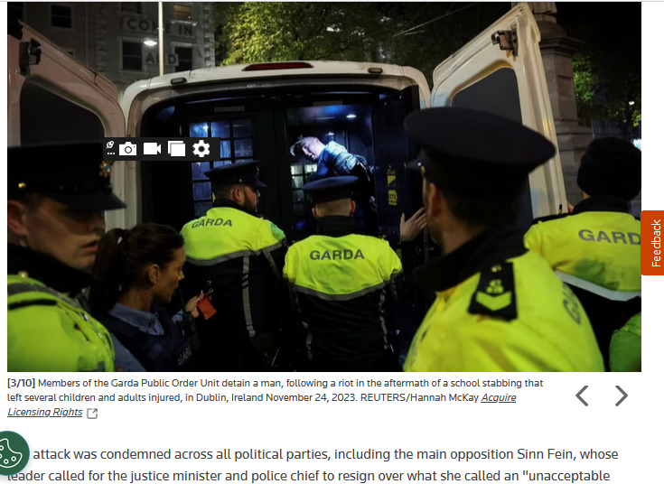 Garda Public Order Unit Detain Man Following Riot In Dublin, Ireland November 24, 2023 Garda Public Order Unit Detain Man Following Riot In Dublin, Ireland November 24, 2023